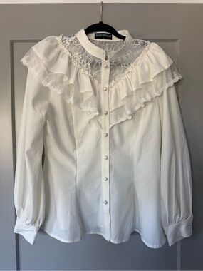 Scarlet Darkness Victorian Style Lace-up Blouse Size Large